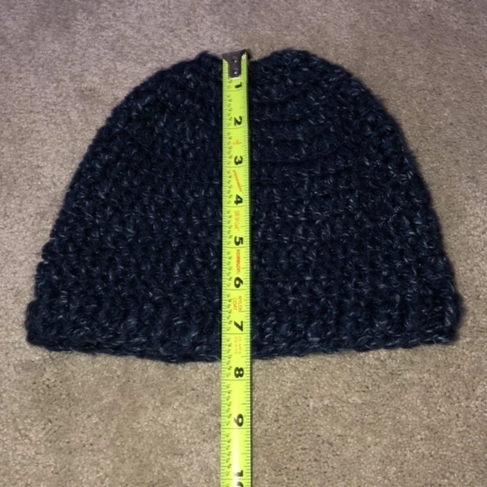 Knitted Knit Ponytail Hole Winter Beanie‎ Hat Blue